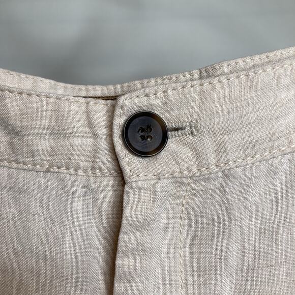 MNG Women's Ivory Linen Pants Size 14 Tapered Career Coastal Old Money Natural - Picture 10 of 14